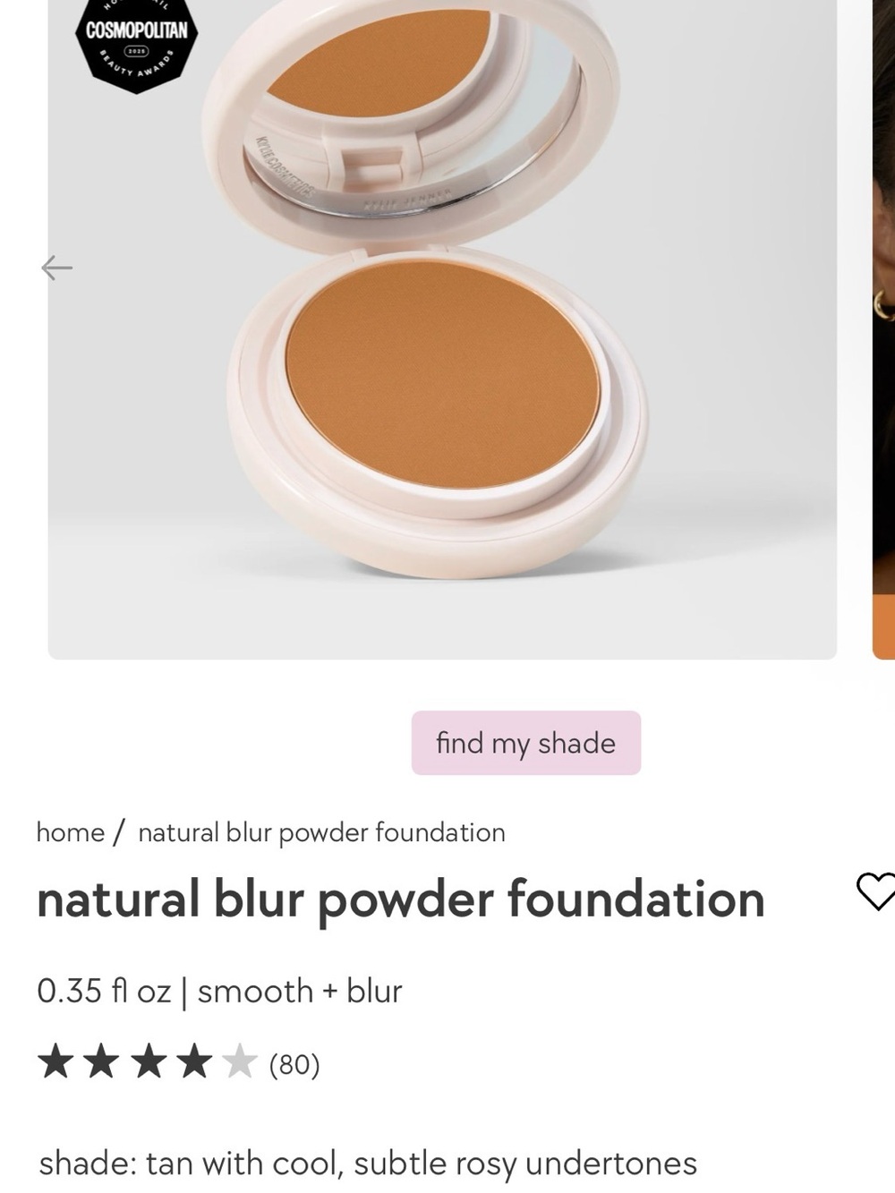 Kylie Cosmetics Natural Blur Powder Foundation — Tan